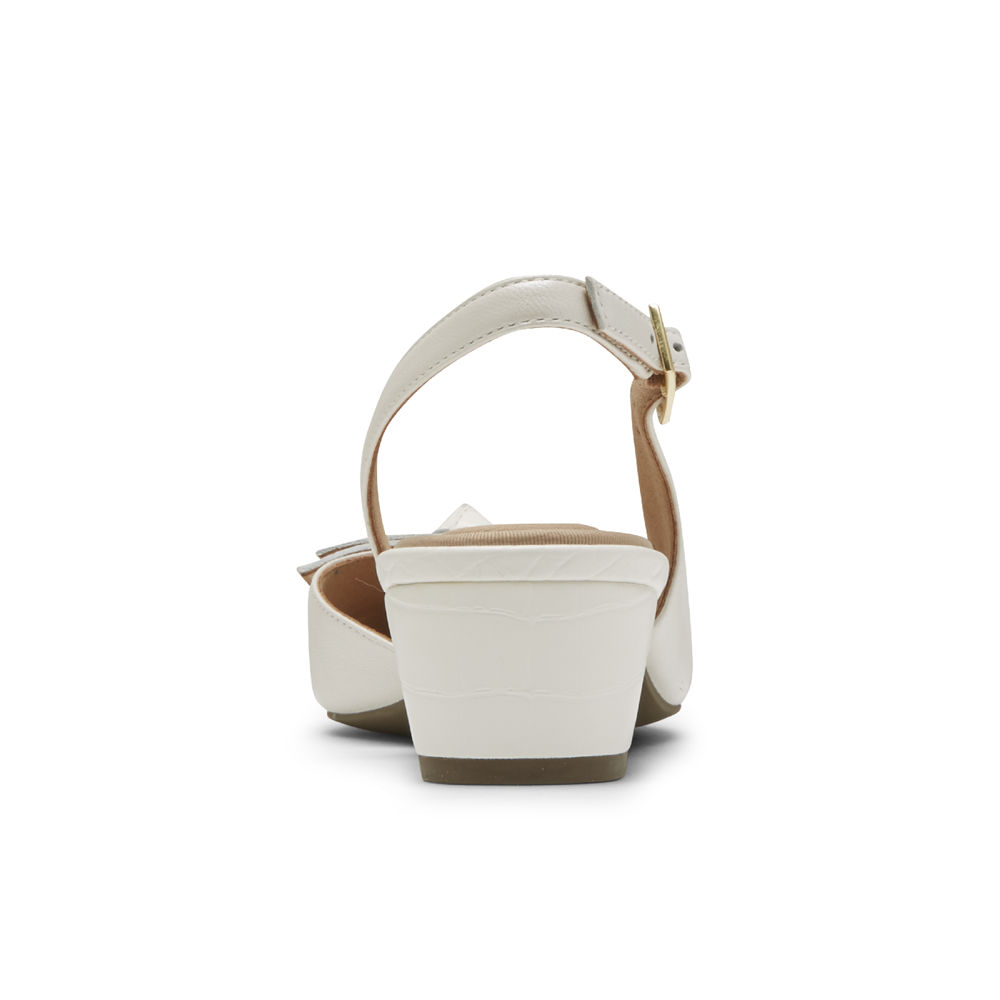 Sapatos De Salto Rockport Mulher Branco - Total Motion Gracie Bow Slingback - 43087NJSR